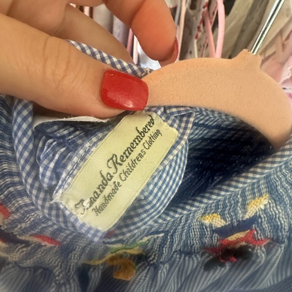 Blue Gingham Smocked Dress with Embroidery - Picture 4 of 4